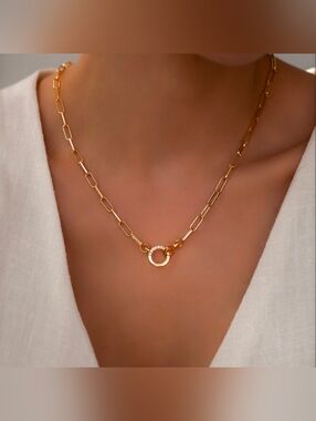 🆕mint&lily Pave Mint Paperclip Necklace